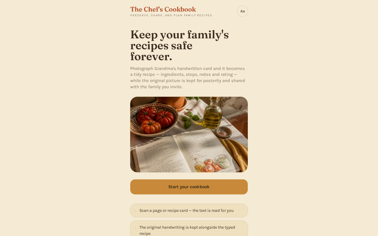 The Chef's Cookbook — Where Family Recipes Live Forever